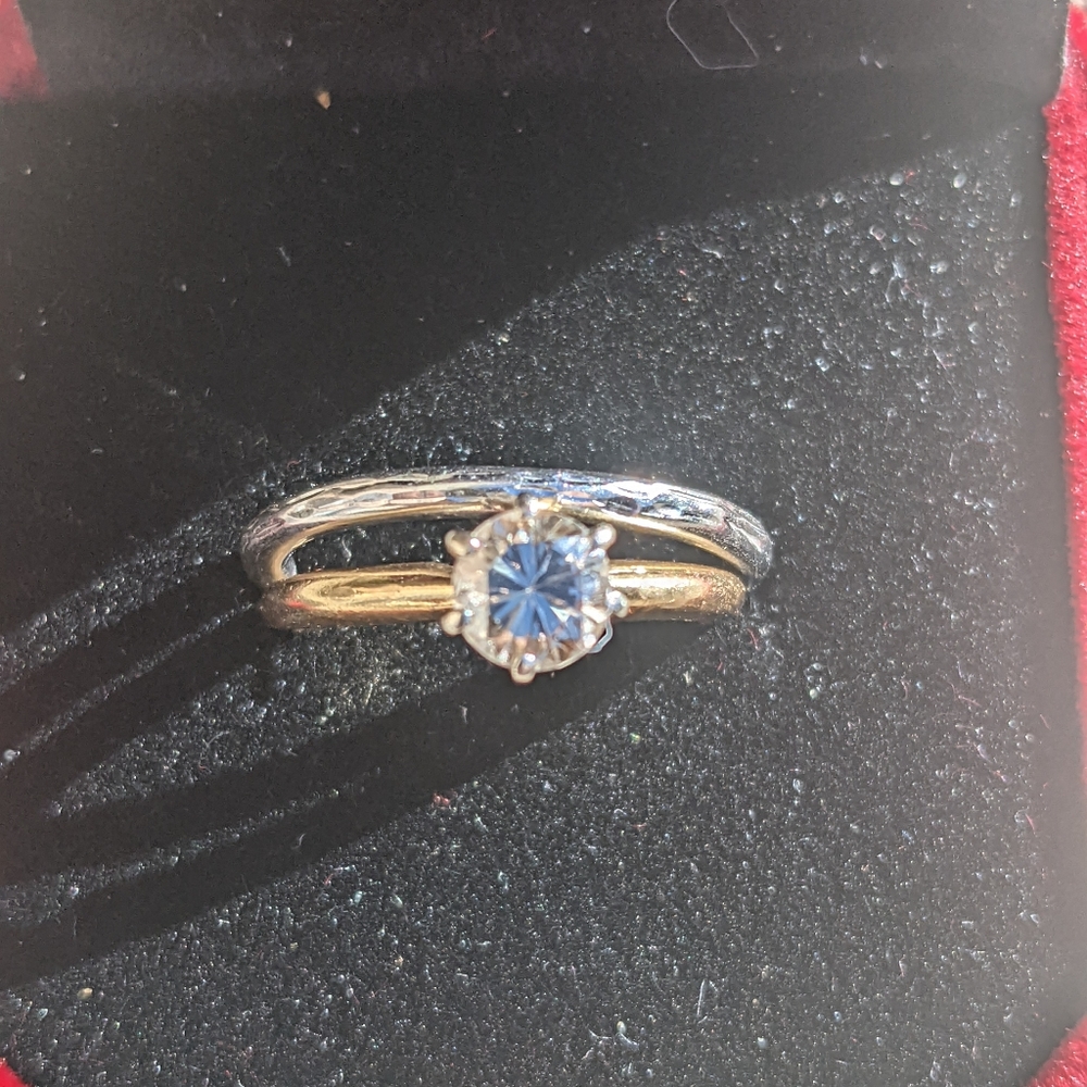 1/2 CT champagne diamond engagement ring and 10kt white gold band size 7